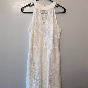 Gabby Skye | High Neck off White Lace Dress